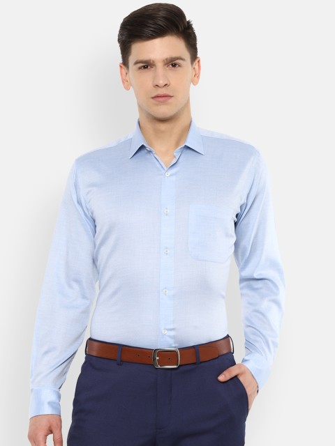 

Van Heusen Men Blue Chevron Patterned Pure Cotton Formal Shirt