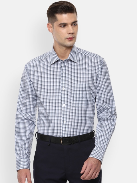 

Louis Philippe Men White & Blue Slim Fit Checked Casual Shirt