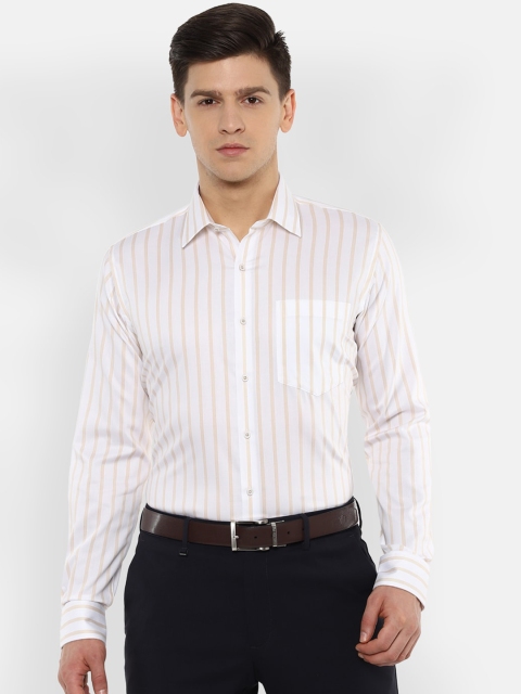 

Van Heusen Men White & Beige Striped Slim Fit Pure Cotton Formal Shirt