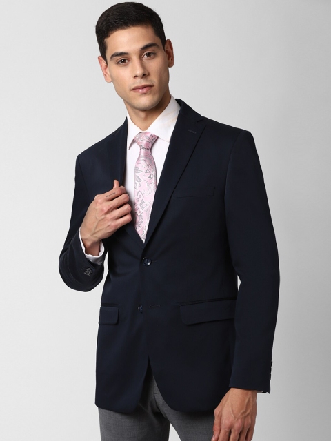 

Peter England Elite Men Navy Blue Solid Slim-Fit Single-Breasted Formal Blazer