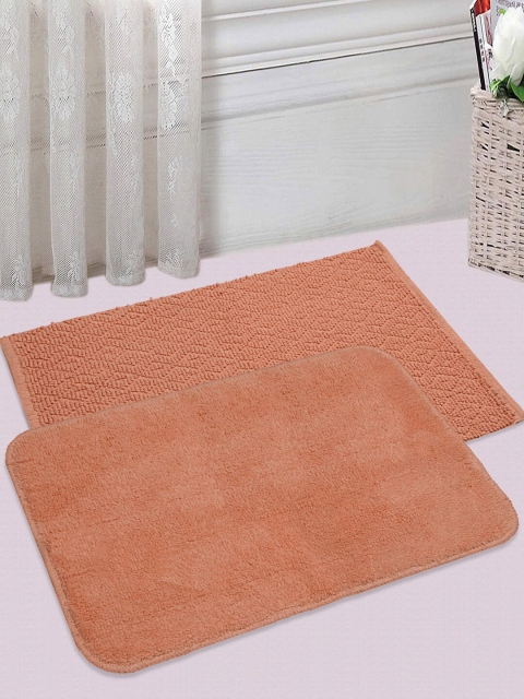 

Saral Home Set of 2 Rust Orange 1200 GSM Solid Cotton Bath Rugs