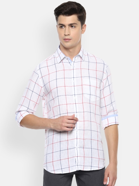 

Van Heusen Sport Men White Linen Slim Fit Checked Casual Shirt