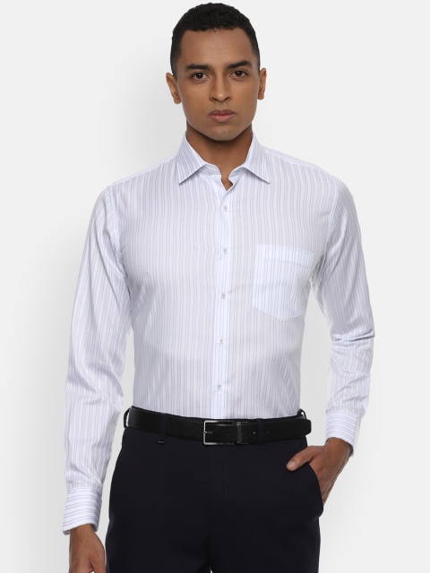 

Van Heusen Men White & Blue Striped Slim Fit Pure Cotton Formal Shirt