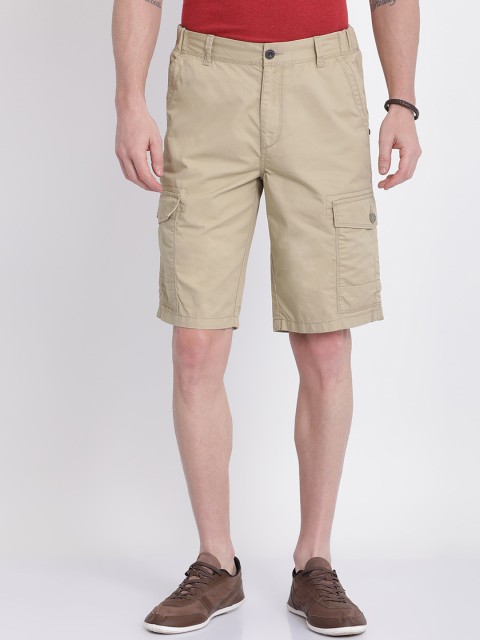 

t-base Men Beige Solid Regular Fit Cargo Shorts