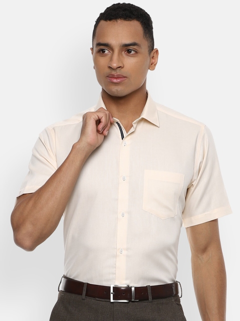 

Van Heusen Men Beige Regular Fit Self Design Casual Cotton Shirt