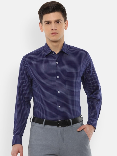 

Louis Philippe Men Navy Blue & White Slim Fit Checked Casual Shirt