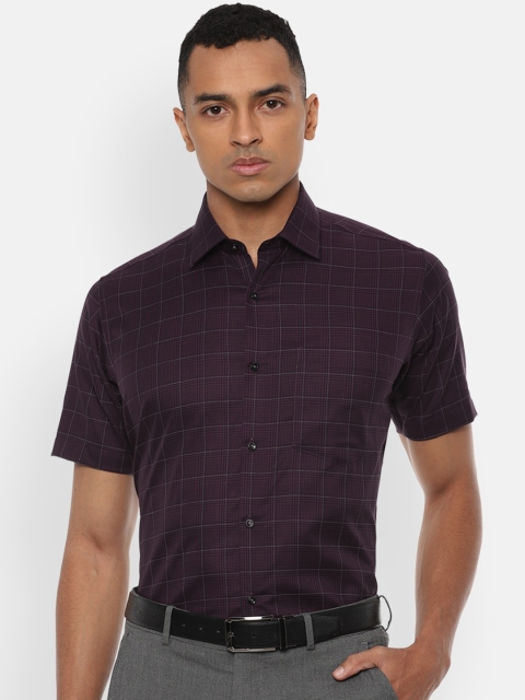 

Van Heusen Men Purple & Black Checked Regular Fit Pure Cotton Formal Shirt