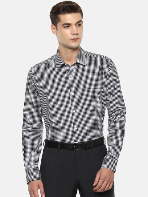 

Van Heusen Men Black & White Checked Regular Fit Pure Cotton Formal Shirt