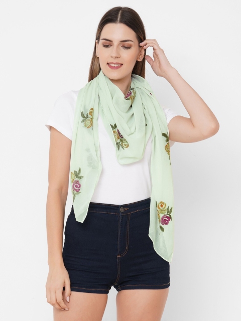

Get Wrapped Women Green Embroidered Scarf