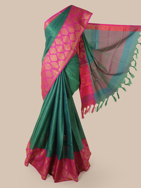 

Pothys Green Woven Design Chanderi Saree