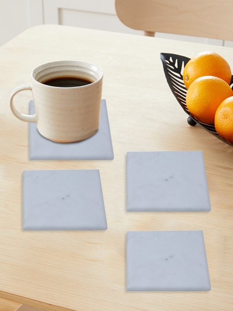 

nestroots Set of 4 White Marble Square Coasters