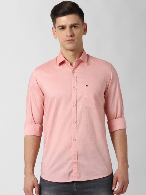 

Peter England Casuals Men Peach-Coloured Slim Fit Solid Pure Cotton Casual Shirt