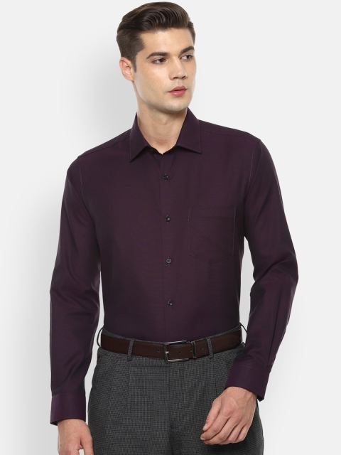 

Van Heusen Men Aubergine Solid Pure Cotton Formal Shirt, Purple