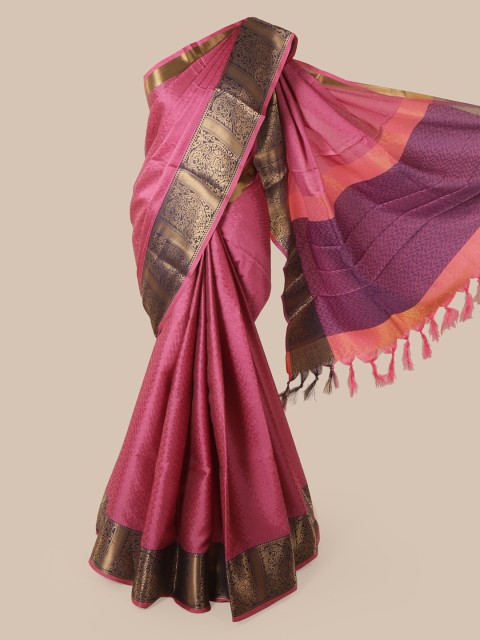 

Pothys Pink Striped Chanderi Saree