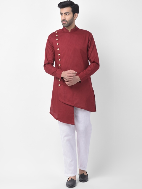 

SG LEMAN Men Maroon Regular Straight Kurta & Trousers