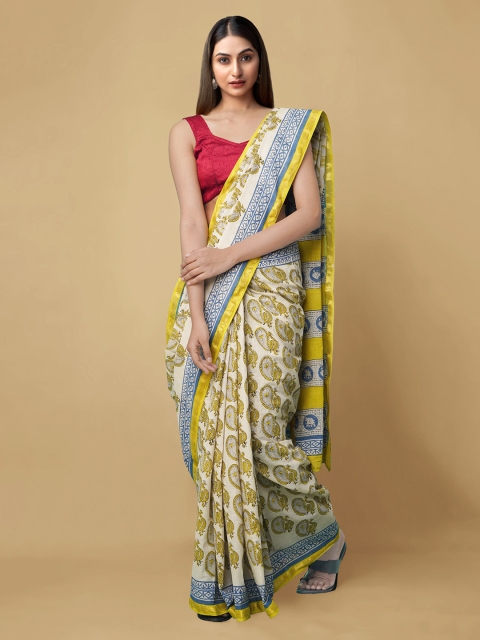 

Unnati Silks Beige Pure Cotton Printed Bagru Saree