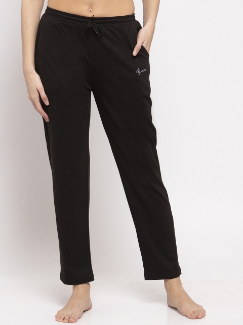 

NEUDIS Women Black Cotton Solid Regular-Fit Lounge Pants