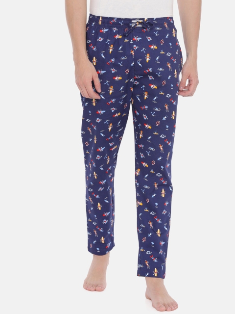 

Bushirt Men Navy Blue Printed Cotton Lounge Pants