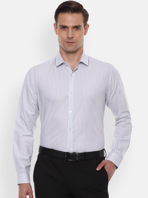 

Louis Philippe Men White & Grey Slim Fit Striped Formal Shirt