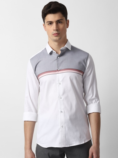 

Louis Philippe Sport Men White & Grey Slim Fit Colourblocked Casual Shirt