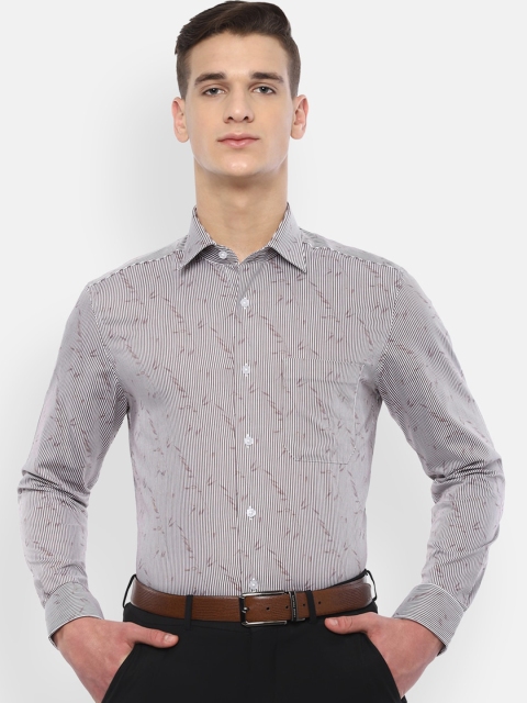 

Louis Philippe Men Brown Regular Fit Striped Casual Shirt