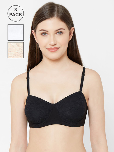 

Juliet Pack Of 3 Solid Underwired Non Padded T-shirt Bra COOL BLACKWHITESKIN, Black