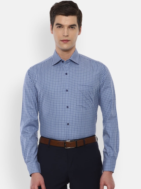 

Van Heusen Men Navy Blue Checked Pure Cotton Regular Fit p0- Shirt