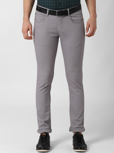 

Peter England Casuals Men Grey Solid Skinny Fit Regular Trousers