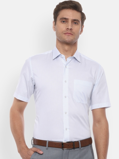 

Louis Philippe Men White & Blue Micro Dot Print Slim Fit Pure Cotton Formal Shirt