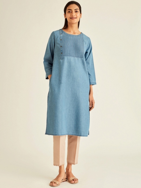 

Ancestry Women Blue Yoke Design Kurta
