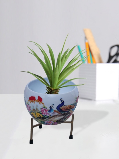 

nestroots White Printed Decorative Planter with Stand