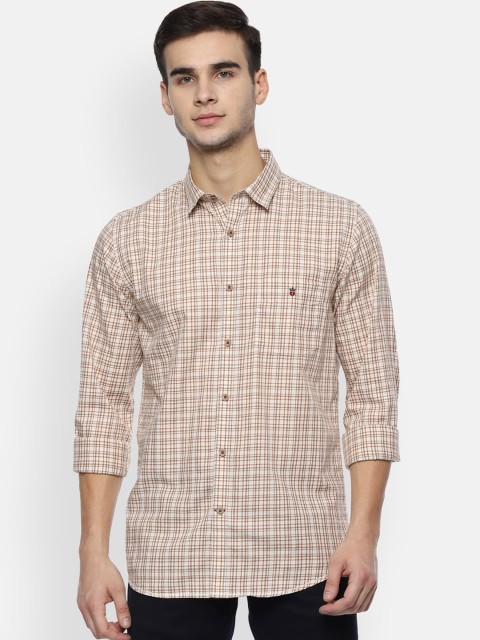 

Louis Philippe Sport Men Beige Slim Fit Checked Pure Cotton Casual Shirt