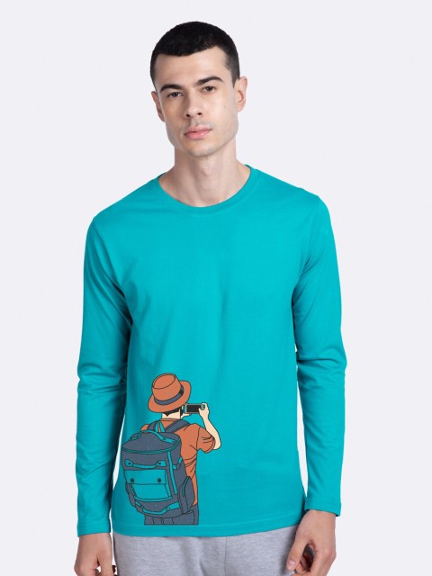 

Bewakoof Men Blue Printed Round Neck T-shirt