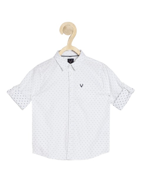 

Allen Solly Junior Boys White Pure Cotton Slim Fit Printed Casual Shirt