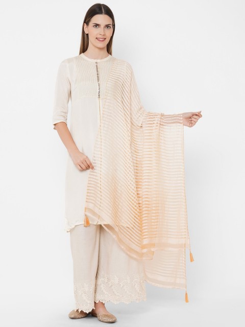 

Get Wrapped Textured Shaded Orange Dupatta with Tassels