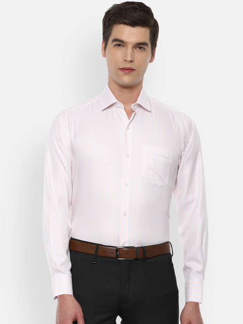 

Van Heusen Men Cream-Coloured Regular Fit Striped Casual Shirt