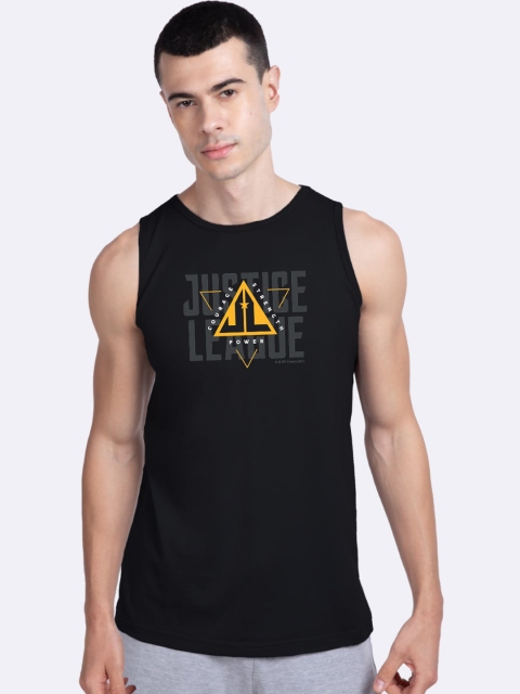 

Bewakoof Men Black & Yellow Printed 100% Cotton Basic Innerwear Vests