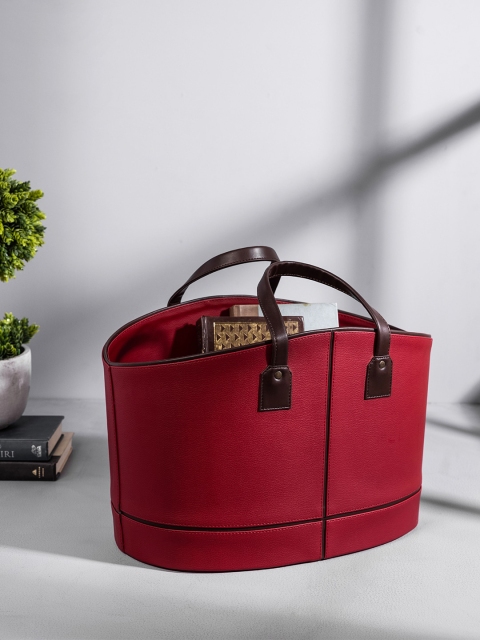 

Pure Home and Living Everyday Red & Brown Solid Magazine Basket