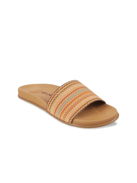 

Mochi Women Beige Striped Flats Open Toe Flats