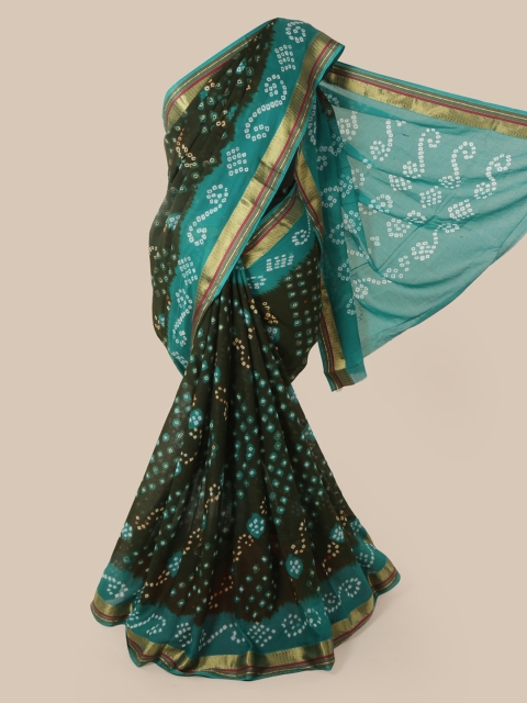 

Pothys Olive Green Printed Cotton Blend Saree