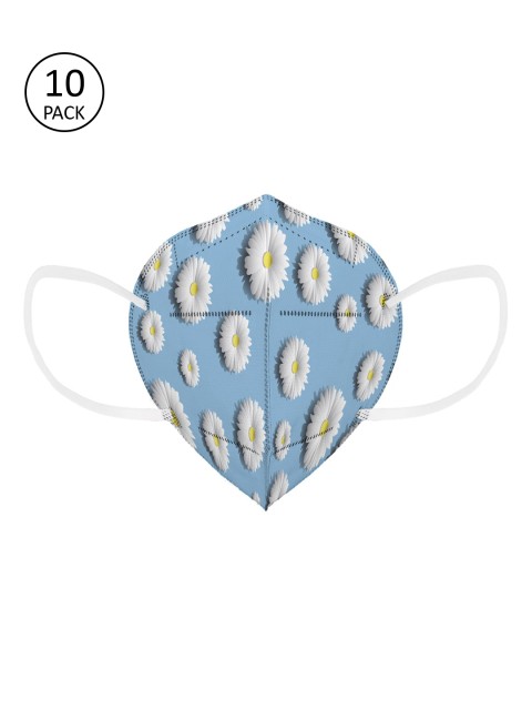 

Status Unisex Pack of 10 Printed 4-Ply Reusable Anti Pollution N95 Mask, Blue