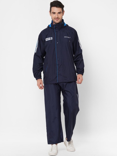 

Zeel Men Navy Blue Solid Water-Resistant Rain Suit