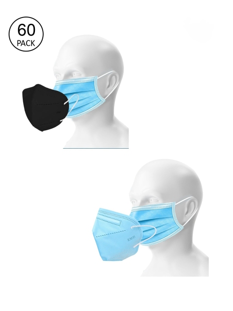 

OOMPH Unisex Pack of 50 3-Ply Disposable Masks & 10 5-Ply KN95 Double Masks, Blue