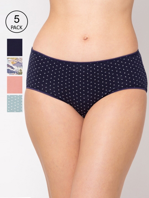 

Juliet Women Pack of 5 Pure Cotton Hipster Briefs 060001600013971, Navy blue