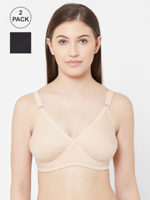 

Juliet Black & Nude-Coloured Set of 2 Solid Non-Wired Non Padded Everyday Bra