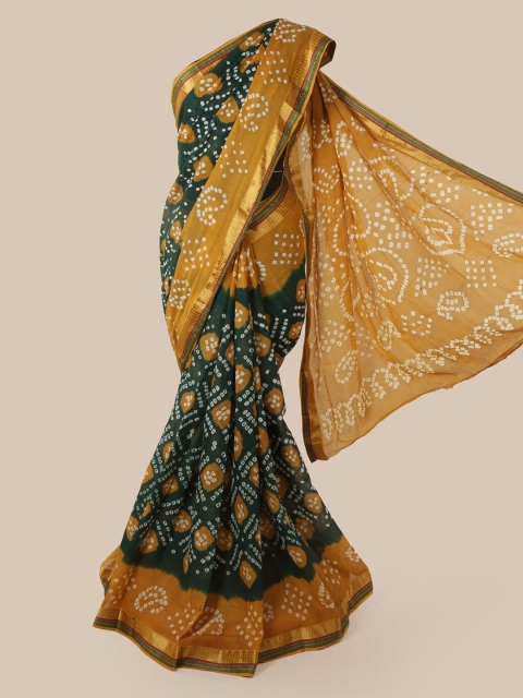 

Pothys Green & Yellow Cotton Blend Printed Saree