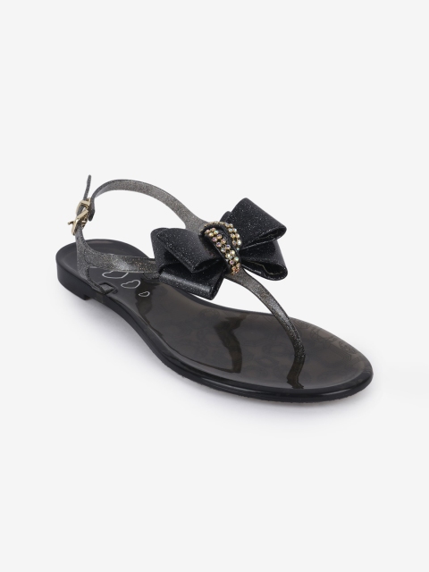 

Jelly Bunny Women Black Embellished Bows Flats Open Toe Flats