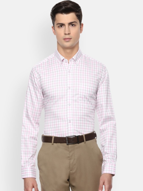 

Louis Philippe Men White Slim Fit Checked Casual Shirt
