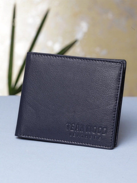 

Teakwood Leathers Men Blue Textured Two Fold Wallet