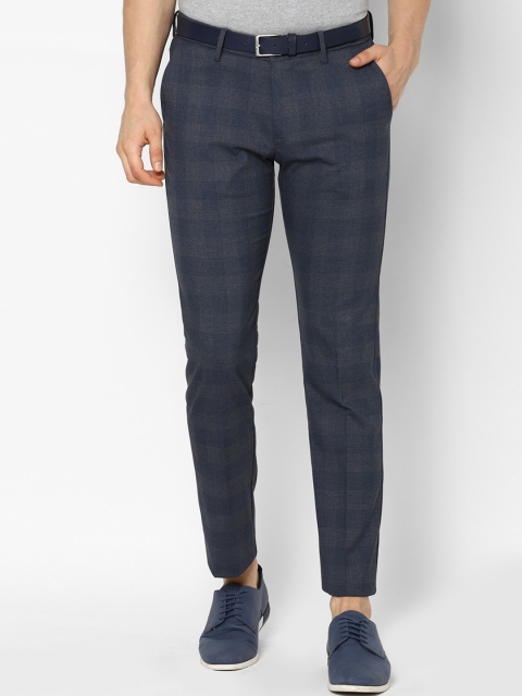 

Allen Solly Men Navy Blue Slim Fit Checked Regular Trousers